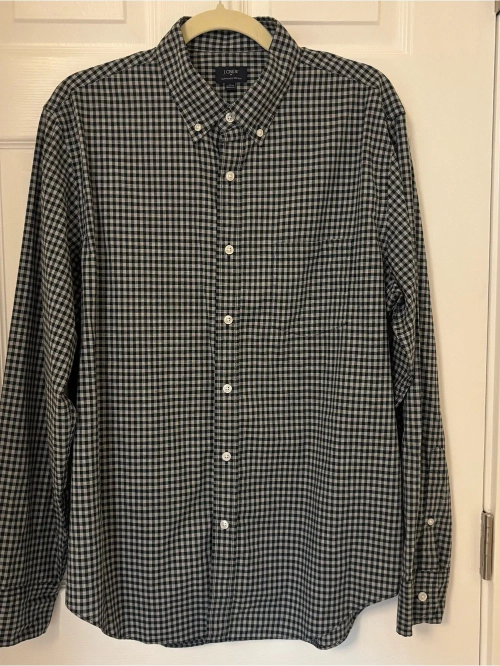 J. Crew Men’s Navy and Gray Gingham Button-Down Shirt